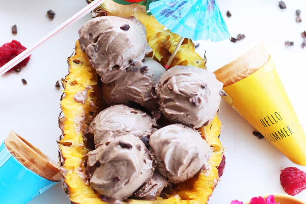 ice cream in a pineapple