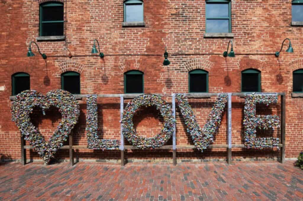 love installation at toronto distillery